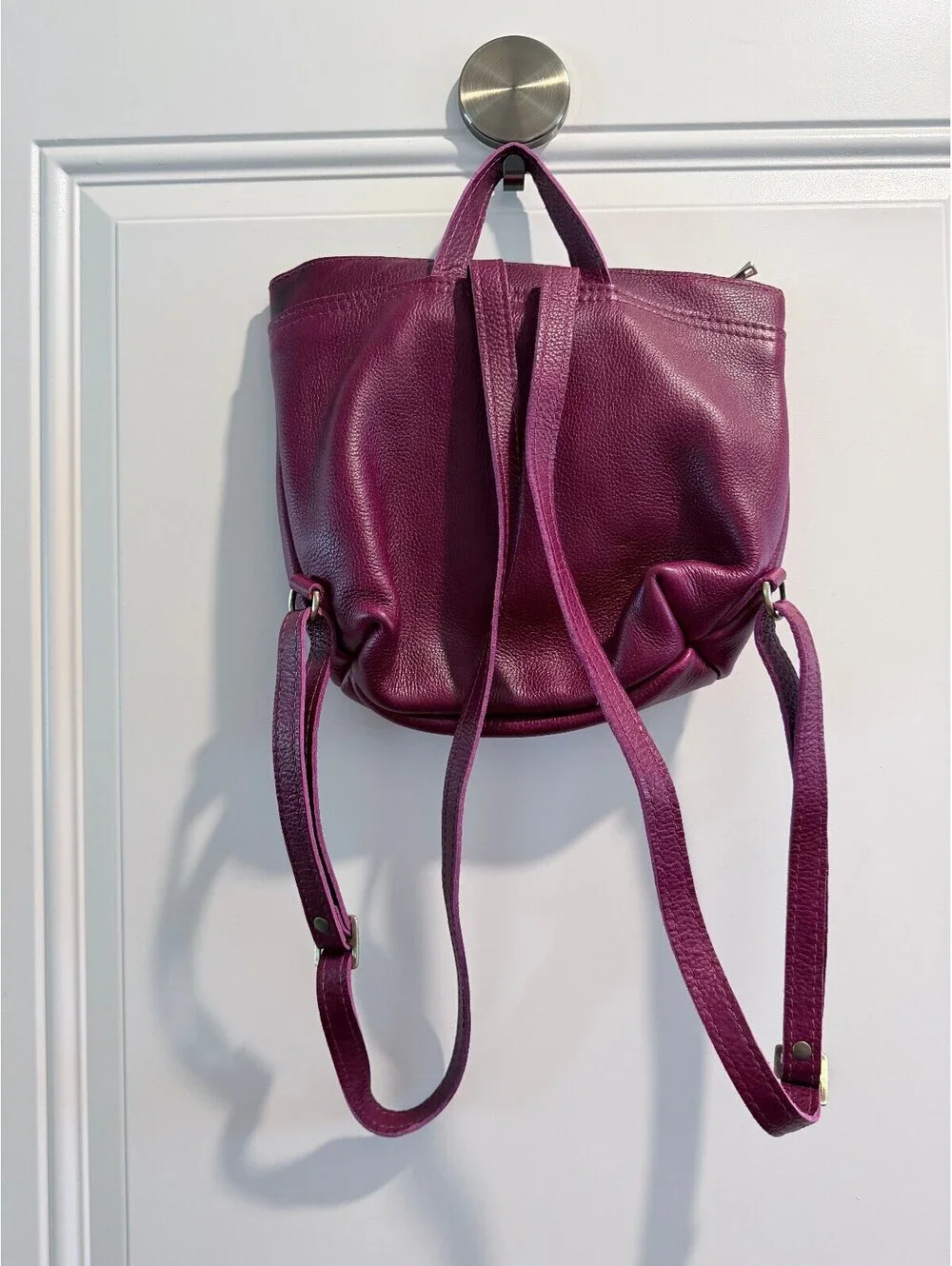 Portland Leather Goods Tote Backpack Orchid Purple Sm